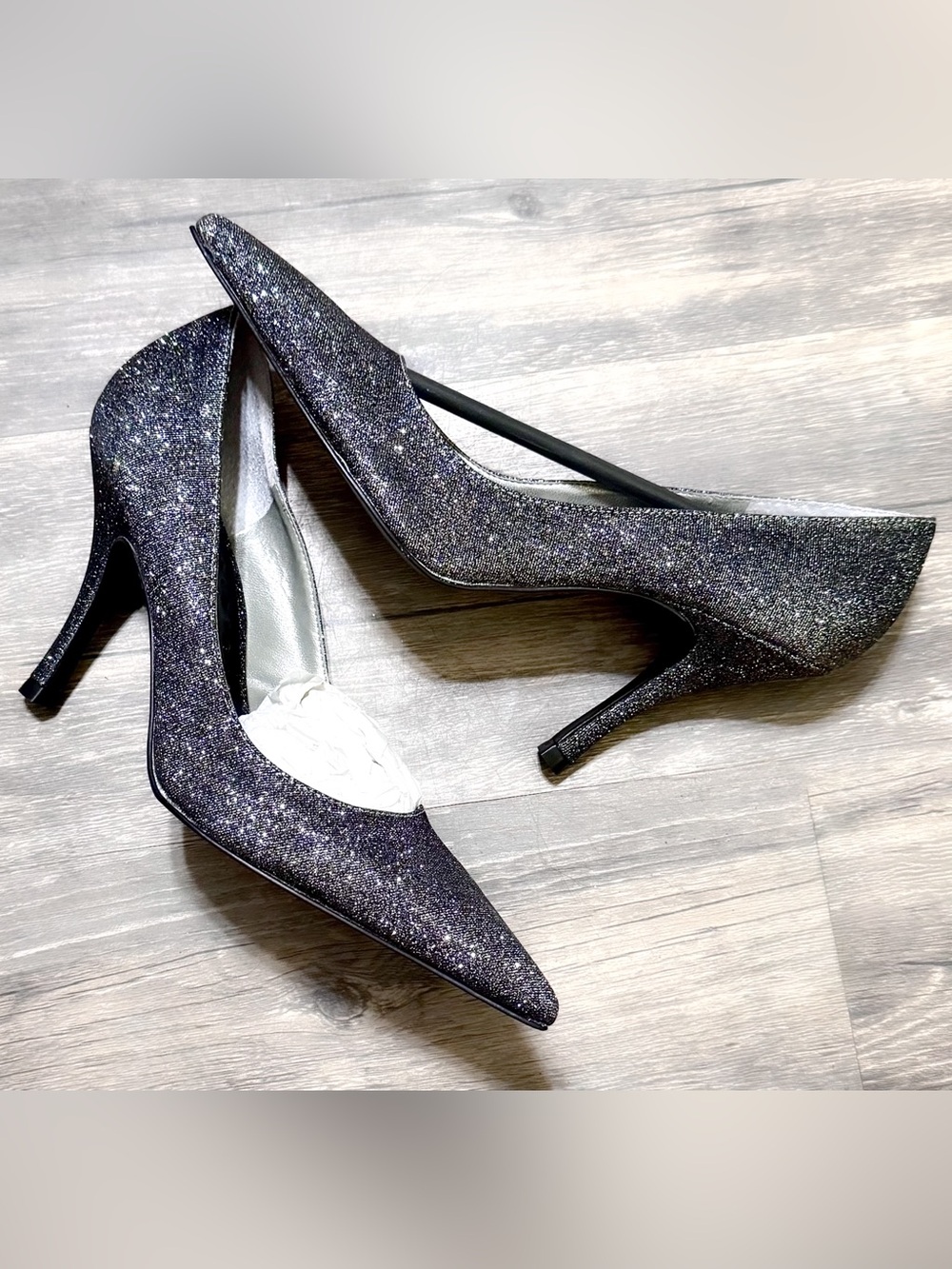 BCBGirls Vintage Shimmer Metallic Glitter Pointed Toe Stiletto Pumps 6.5B